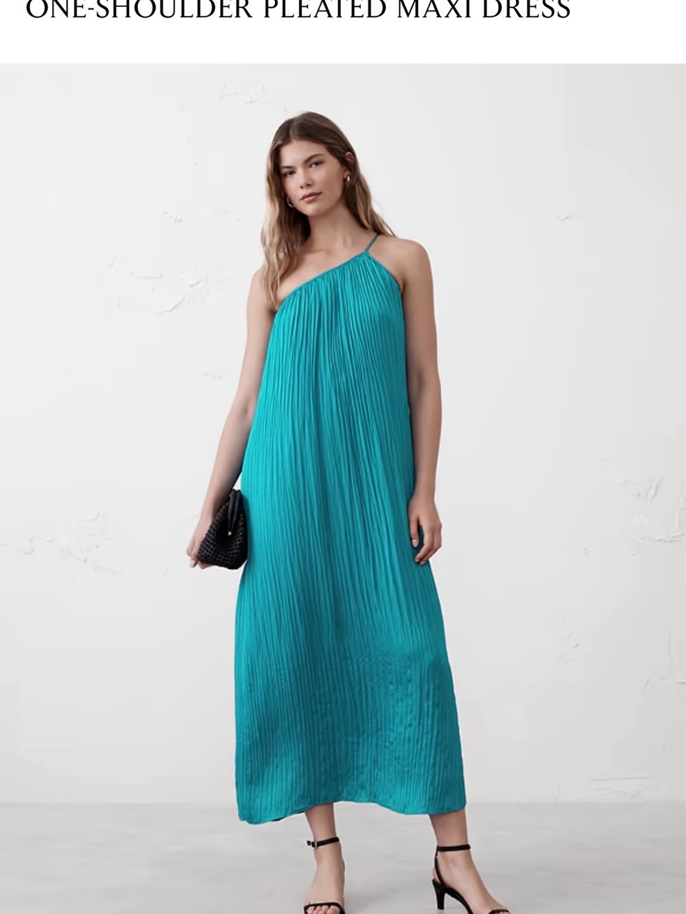 Teal One-Shoulder Pleated Maxi Dress